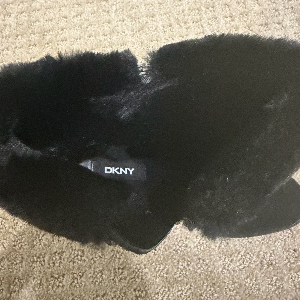 DKNY Black Faux Leather Label with Gold Print